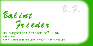 balint frieder business card